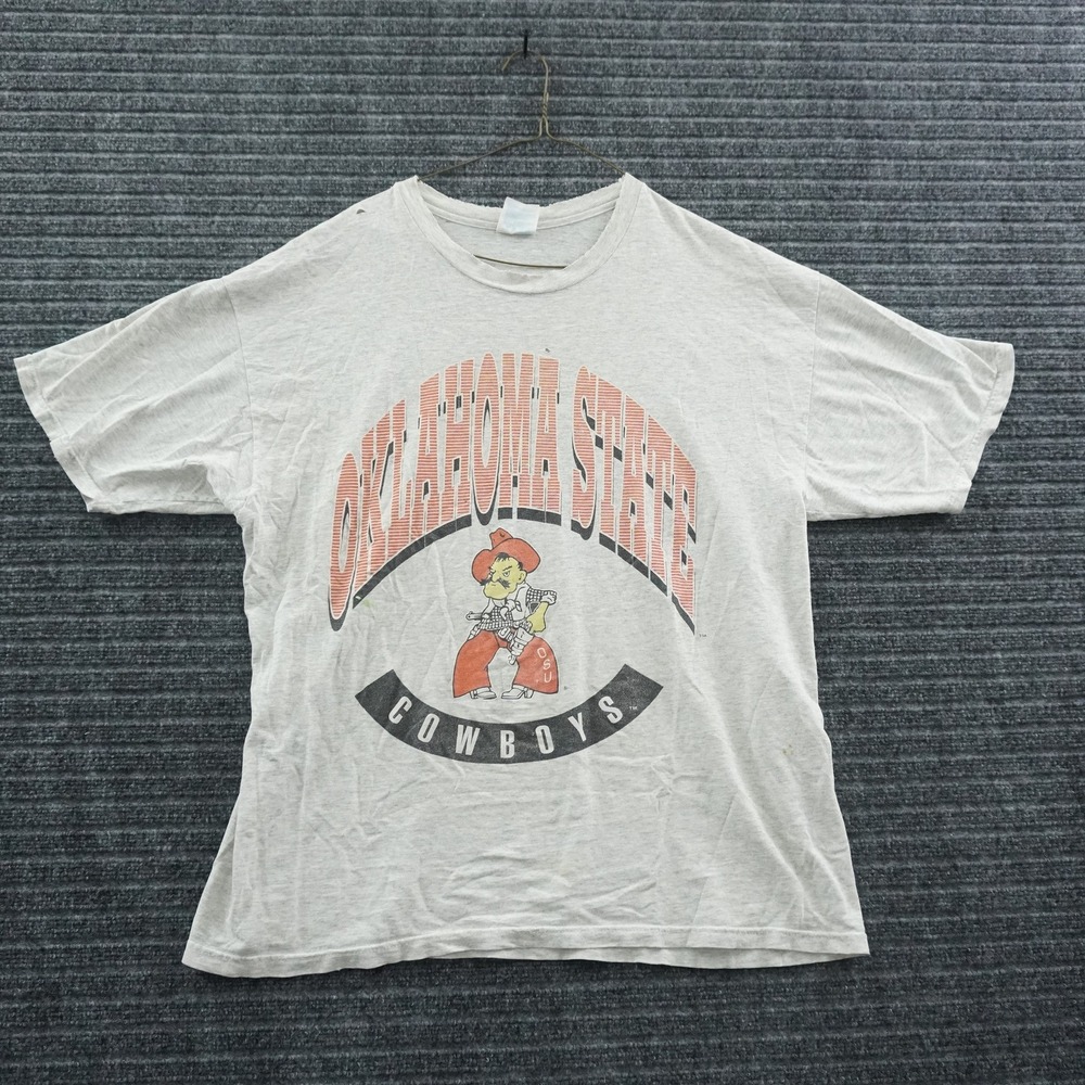 Hanes Oklahoma State T-Shirt Mens XL Gray Vintage Pistol Pete Distressed‎ Tee